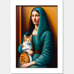 Cute cat with beautiful woman graphic design artwork Posters and Art